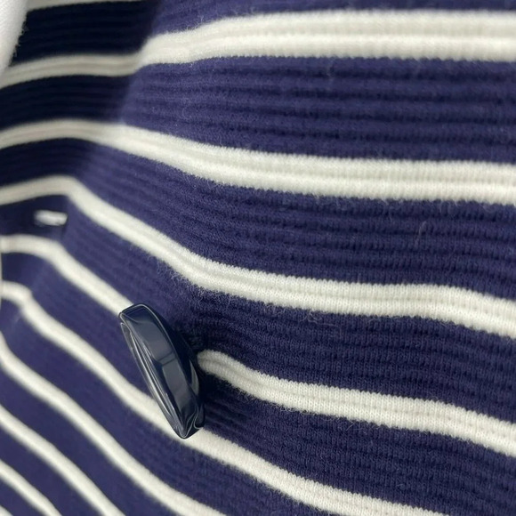 Anthropologie Coat Women’s Sz M Blue White Stripe Shell 4 Button Single Breasted - Picture 8 of 9